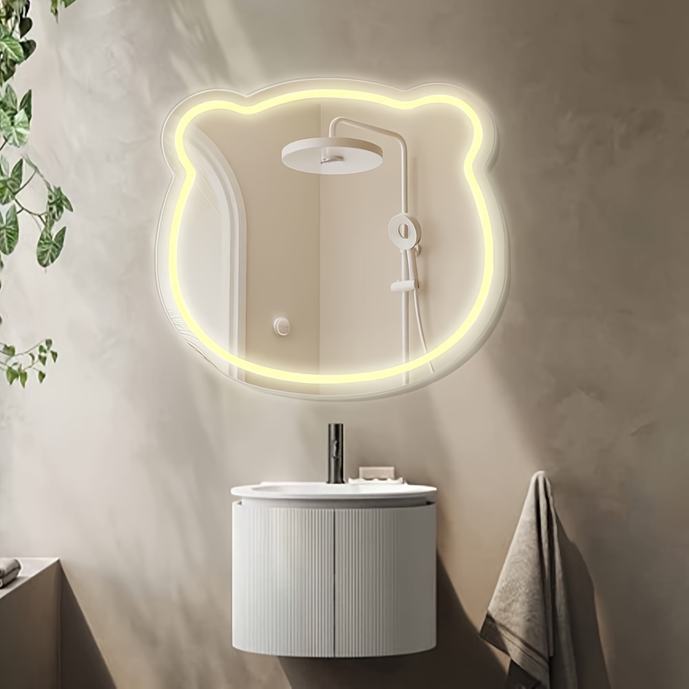 Espejo de baño personalizado con luz de oso de pared, espejo de maquillaje  con lámpara táctil inteligente, EB5BM - AliExpress