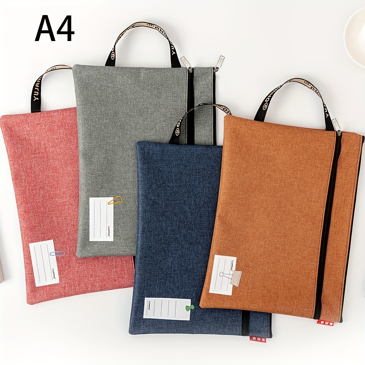 Document Bag Canvas Simple Zipper Pouch, Office Document Bag, A4 Tote Large  Capacity Material Bag, Business Briefcase,4 Colors Available - Temu