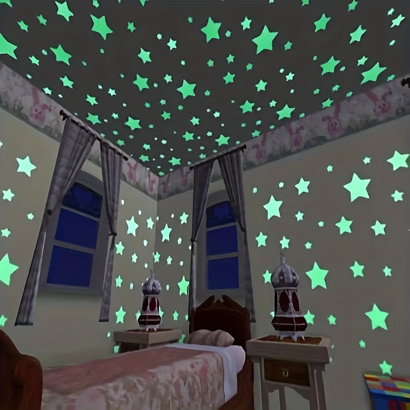 100pcs Glow In The Dark Star Stickers Mixed Colors