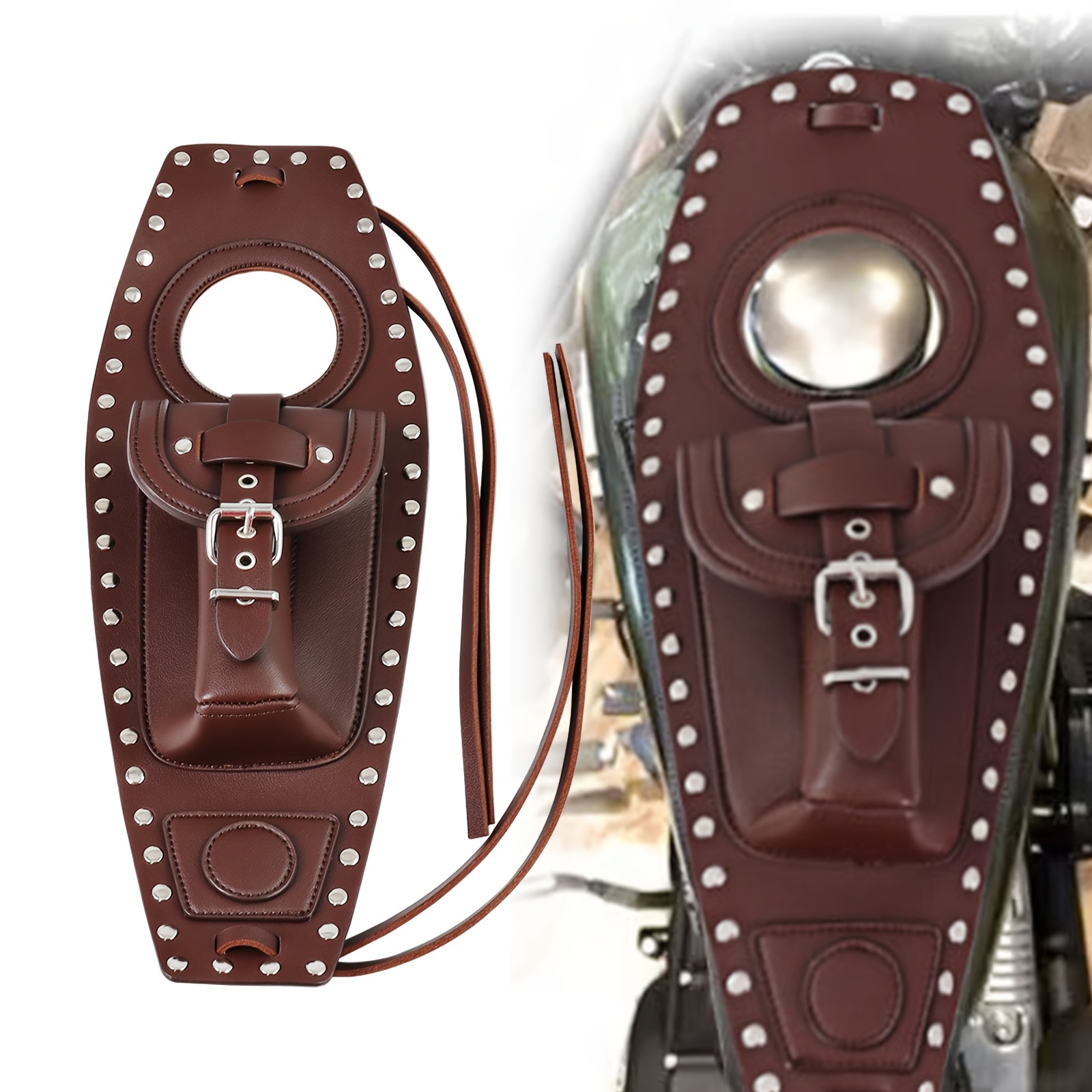 TENP Motorrad Tanktasche - PU Leder Tankabdeckung Für Harley XL 883 1200 48