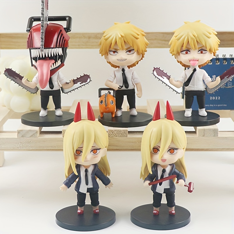 6Pcs Chainsaw Man Denji Pochita Power Cute Model PVC Anime Figure Toys Doll  Gift