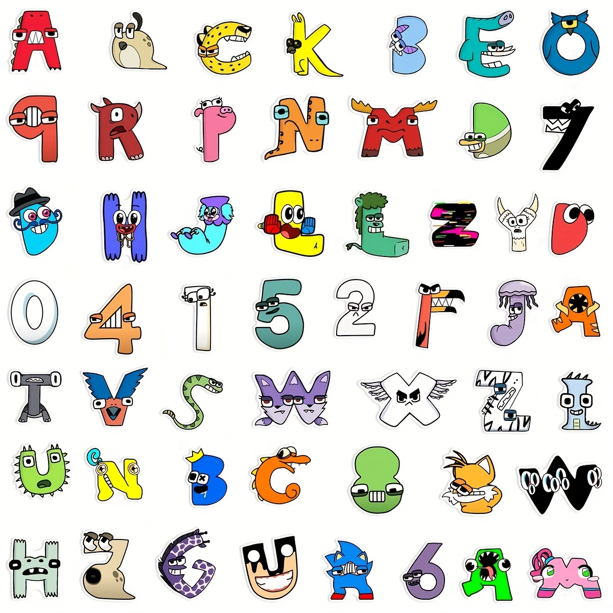 52Pcs Cartoon Game Alphabet Lore Stickers for Laptop Skateboard