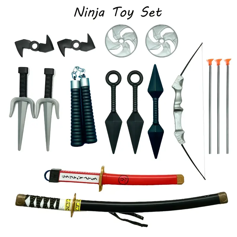 Ninja/knight Set For Kids, Helmet, Chest Piece, Shield, Sword, Bow And  Arrow Archery Set, Toy Weapons For Kids Pretend Role Play, Cosplay, Costume  Accessories, Warrior Dress Up, Halloween Costume Set - Temu