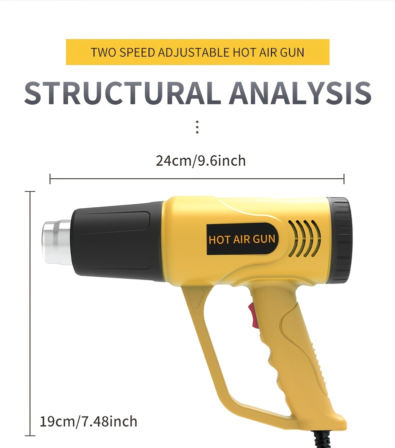1 Set Heat Gun 220v Handheld Hot Air Gun 2 Gear Temperature Adjustable