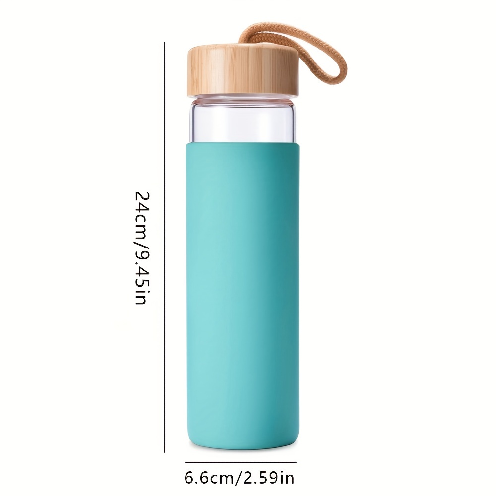 Mayu Travel Water Bottle with Bamboo Lid - Eco Friendly & BPA Free Borosilicate Glass | Adult and Kids Water Bottles with Cap 