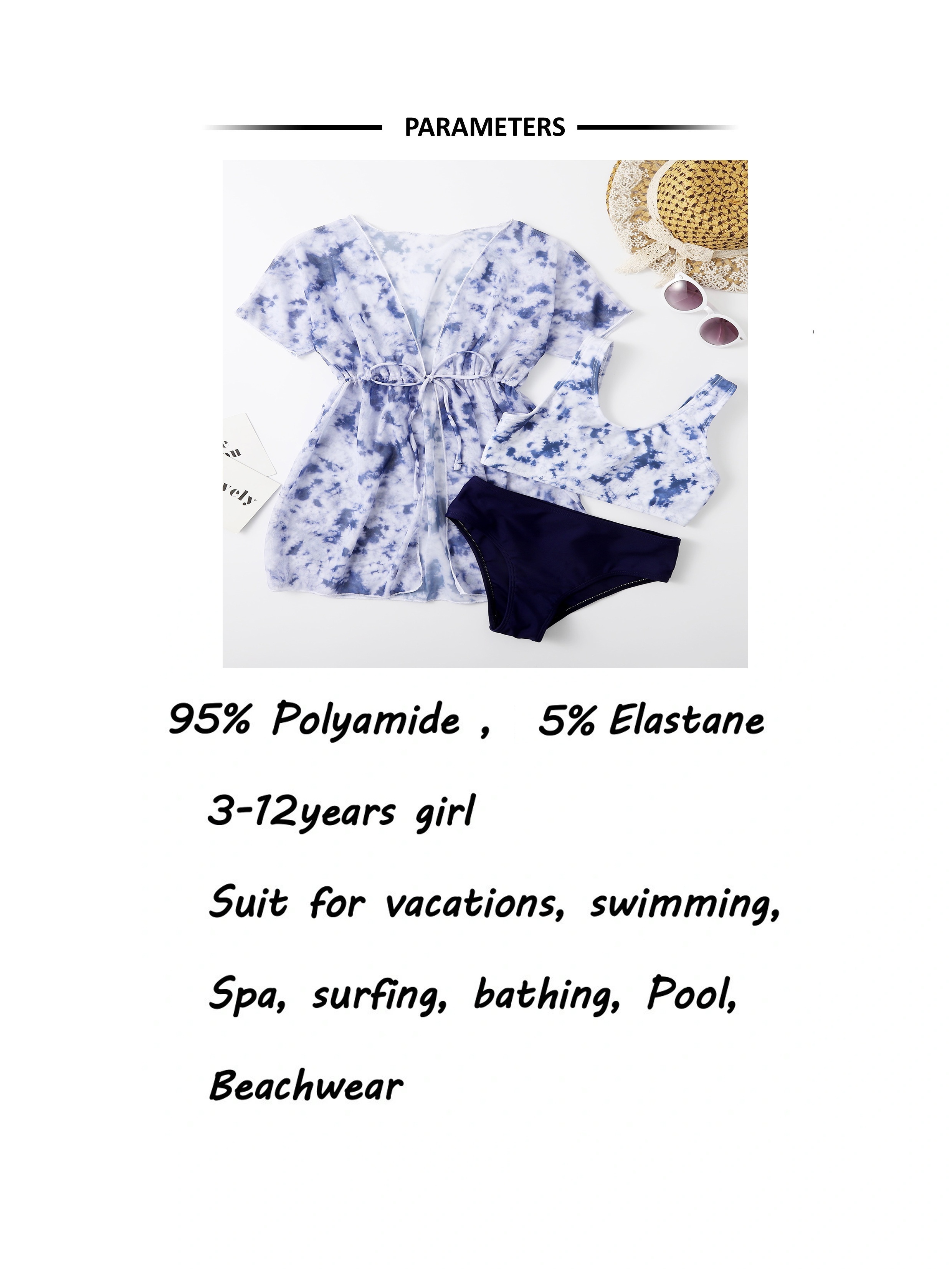 Tie-Dye Short-Sleeve Tankini Swim Set for Girls