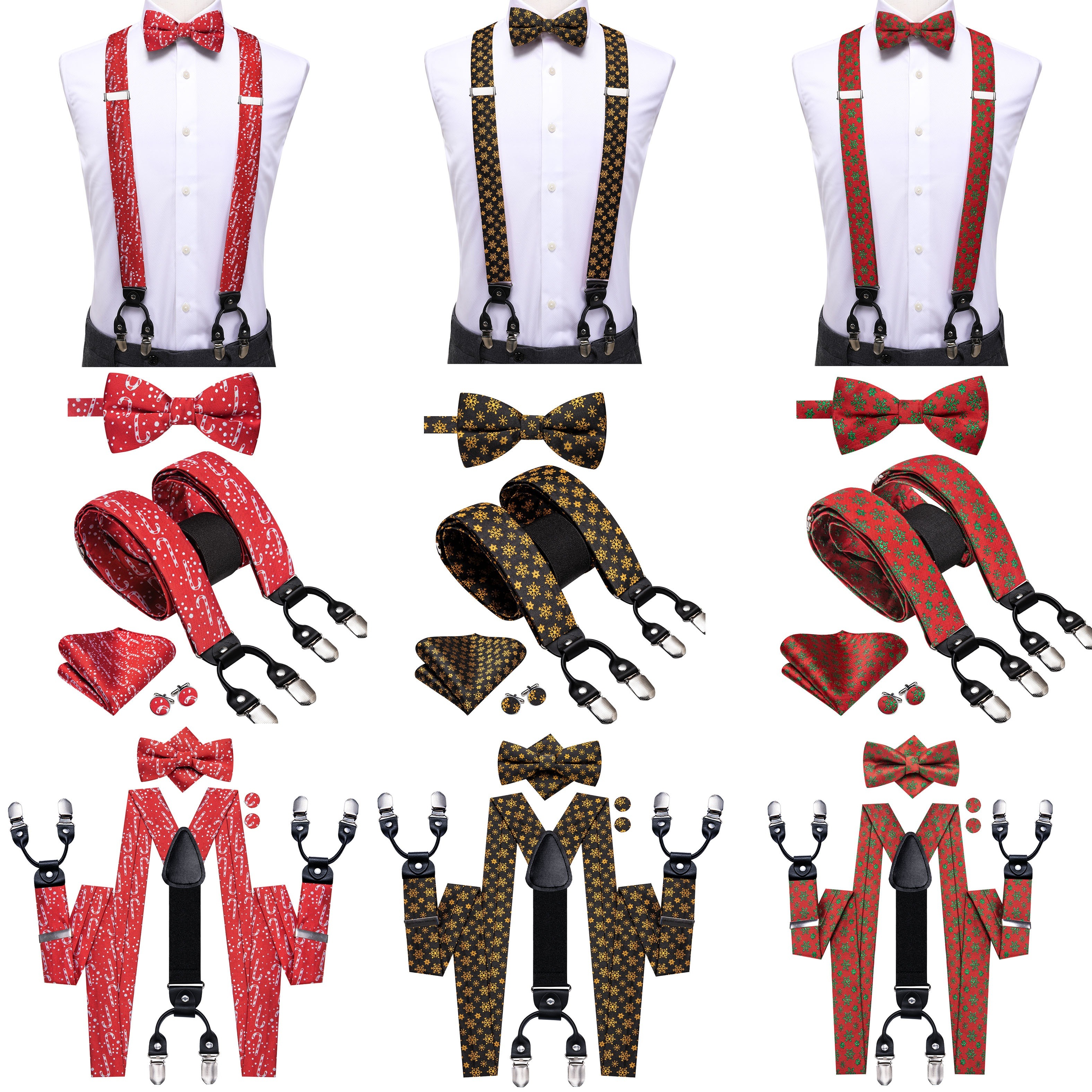 Barry Wang Mens Suspenders Tie Set Adjustable Clips Y Type