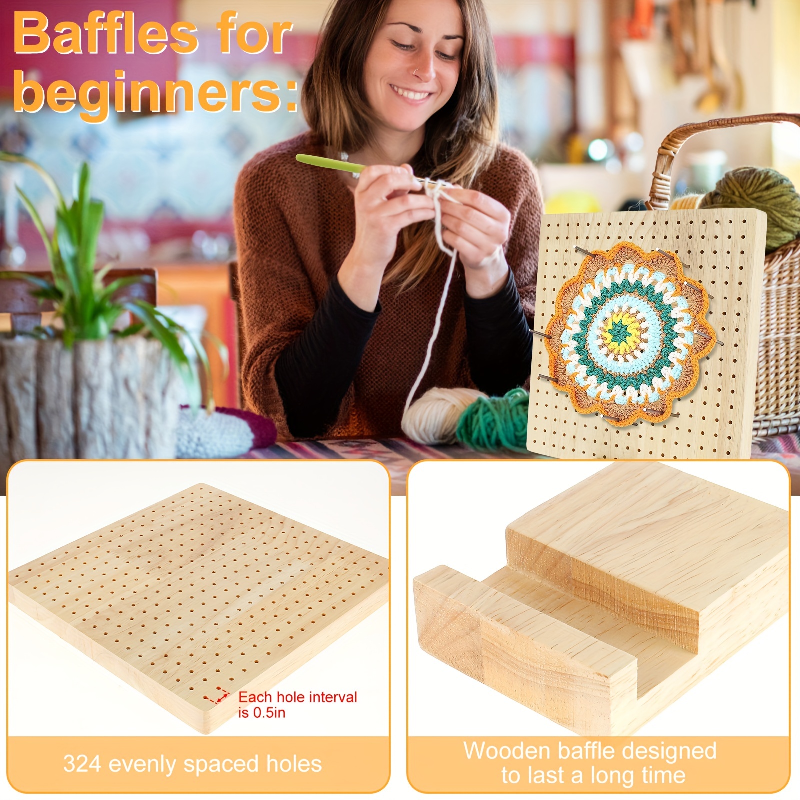 Wooden Blocking Board With 196 Small Holes Reusable Granny - Temu