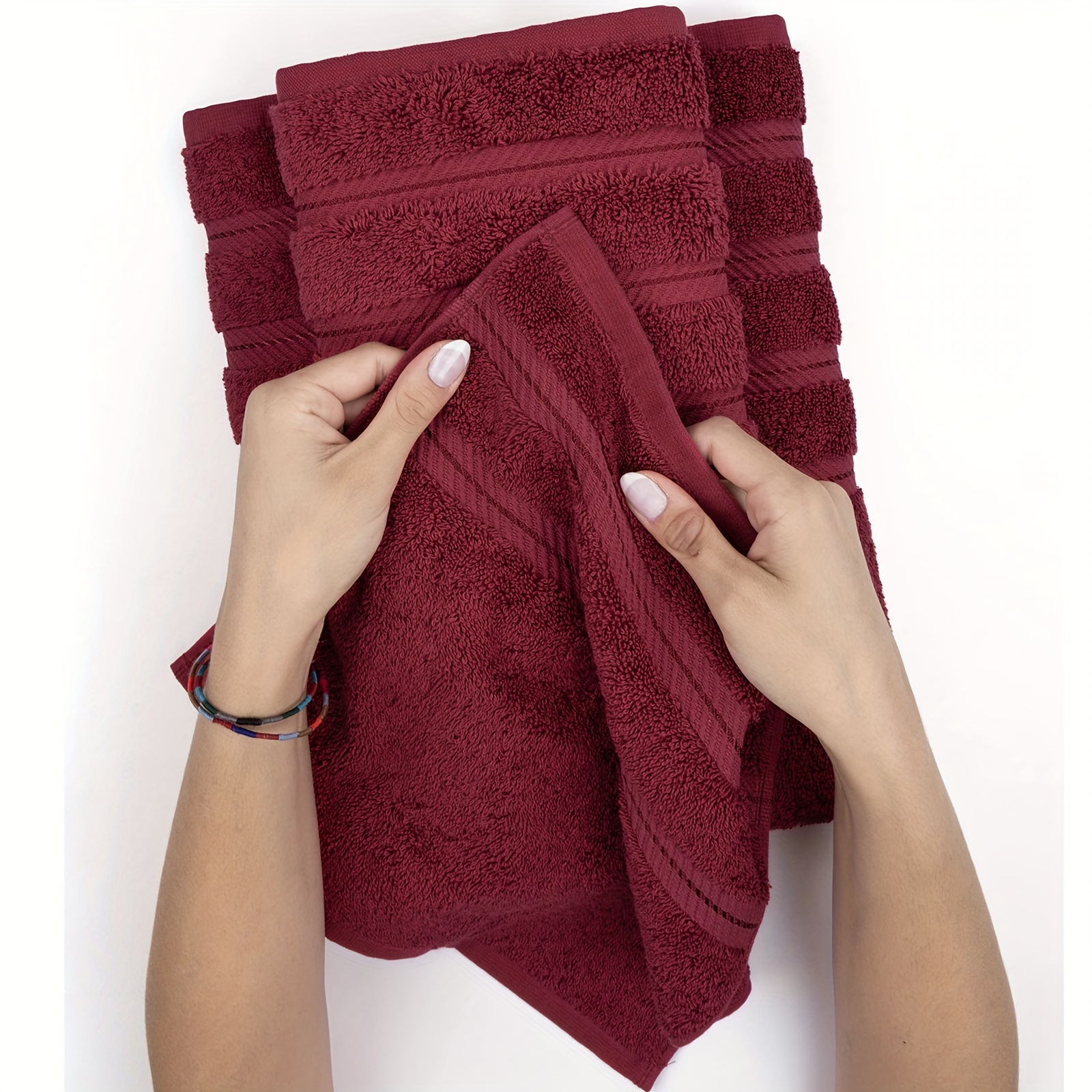 Towel Set, 1/2 Bath Towels, 1/2 Hand Towels And 1/2 Wash Cloths, Pure  Cotton Towels For Bathroom, Red Towel Sets, Bathroom Accessories - Temu