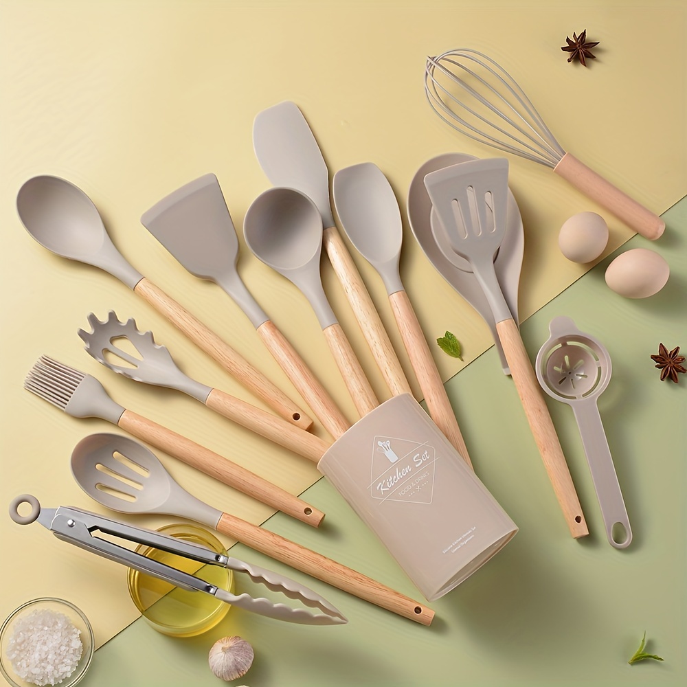 Silicone Kitchen Utensils, Including Spatula, Ladle, Whisk, Oil