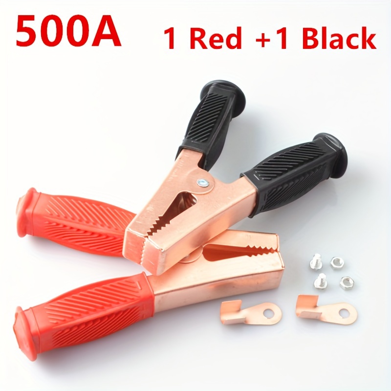 IIVVERR - Cable de pinza de cocodrilo eléctrico para prueba de batería,  color negro, rojo, 30 A, 2 unidades (1.2 in, mandíbula, cable de clip de