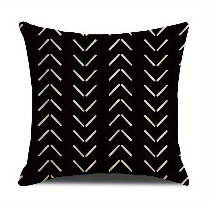 Black And White Geometric Throw Pillow Cover, Home Sofa Cushion Cover,  Linen Blend Letter Car Pillow Home, Pillow Insert Not Included - Temu