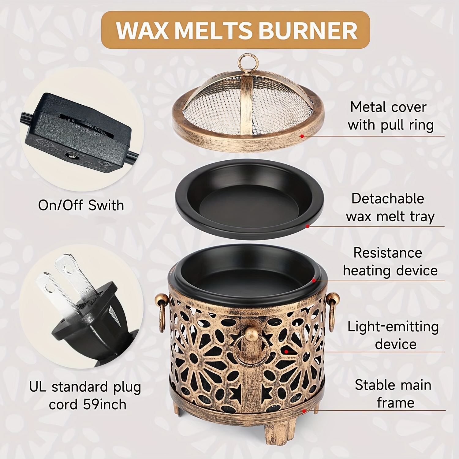 Electric Wax Warmer Candle Melter Heater Aromatherapy Fragrance Light Lamp