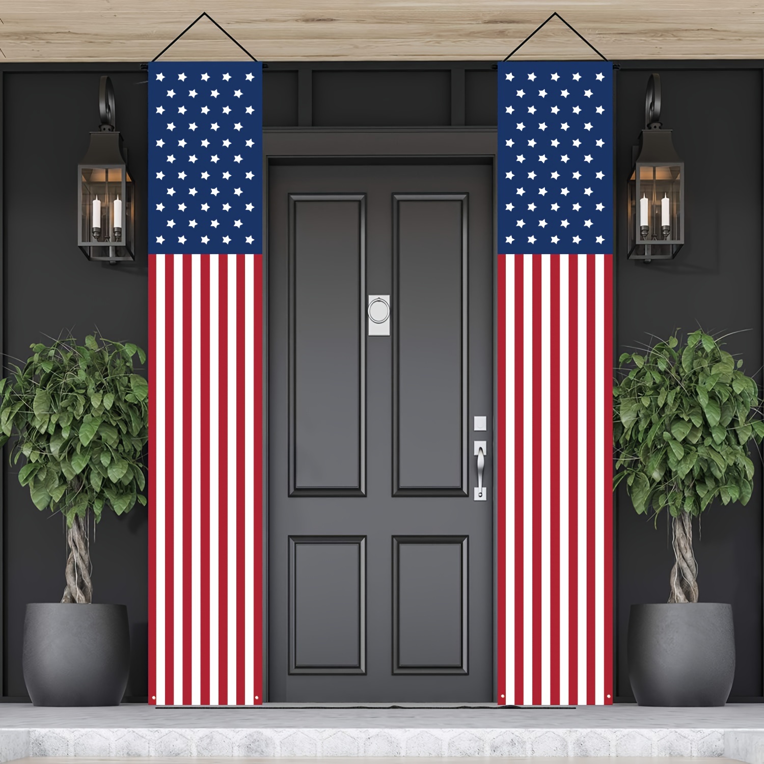 

1 Pair 4th Of July Decor Patriotic Decorations For Independence Outdoor Hanging American Flag Banners