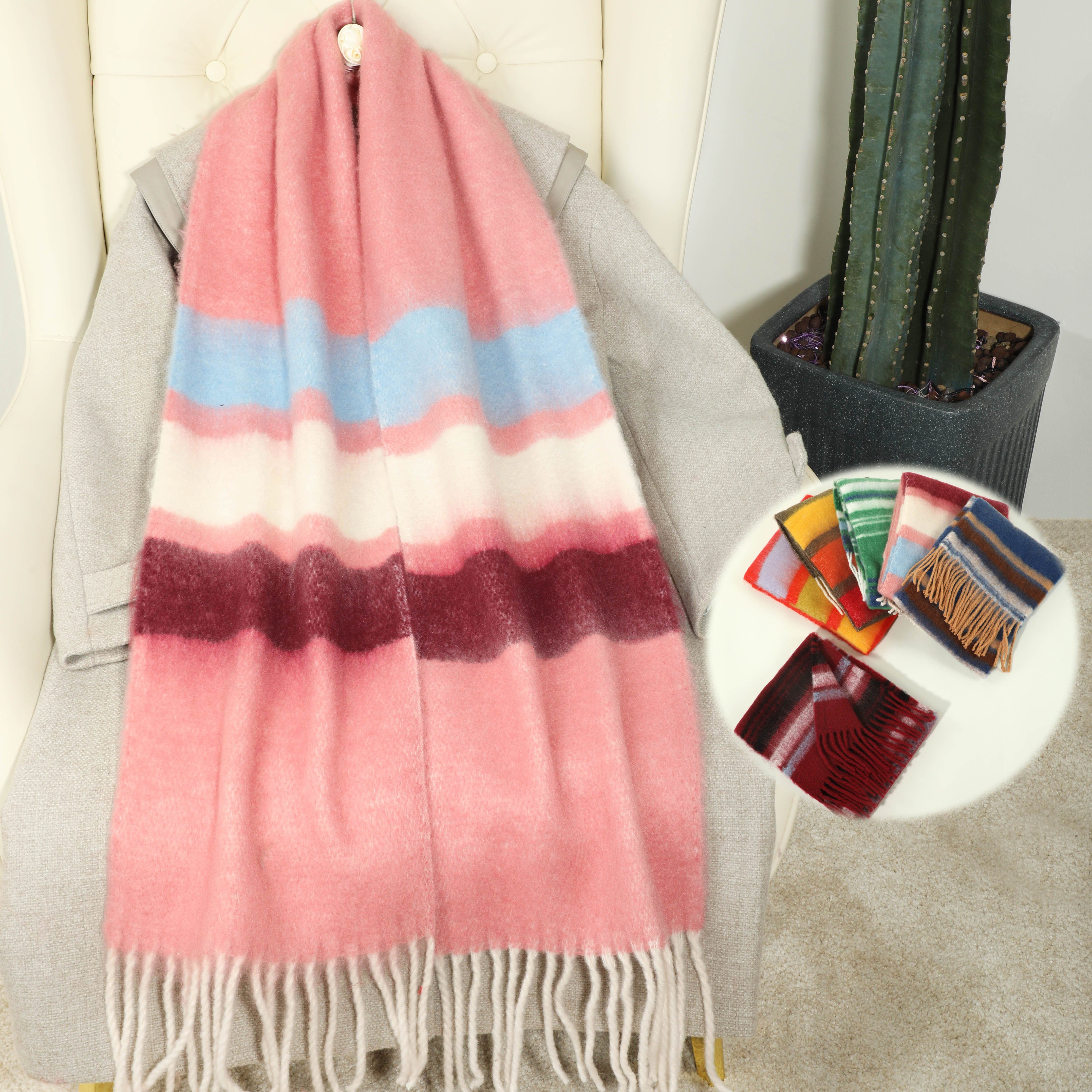 Echarpe en laine douce et cachemire - Rayures multicolores