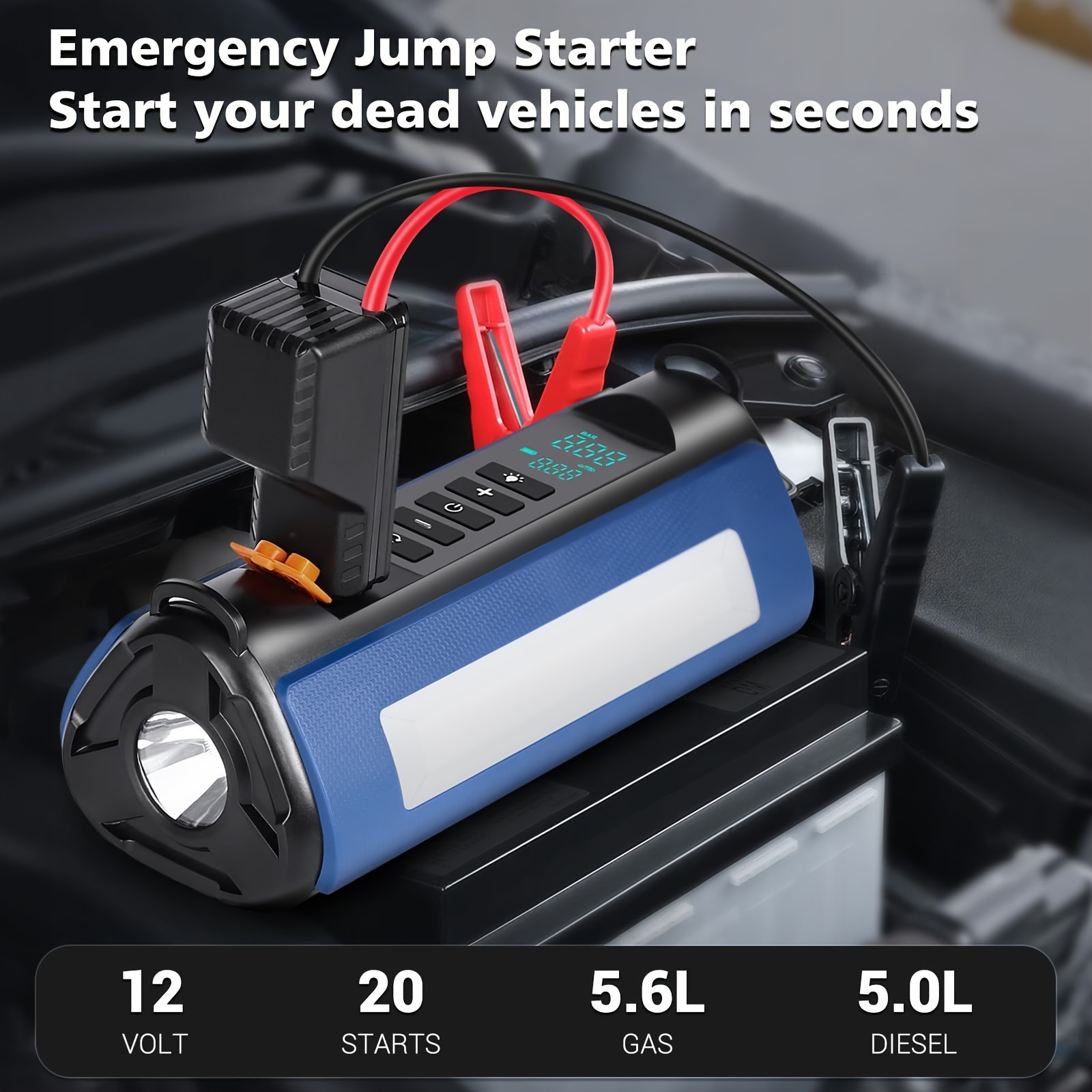 Cafele Portable Car Jump Starter With Air Compressor 150PSI 1000A Car  Battery Jump Starter Battery Pack, 8000mAh Safety Car Jump Starter With  Display