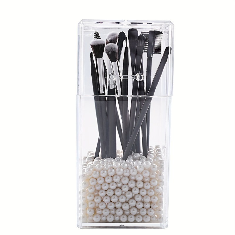 Makeup Brush Holder Square Acrylic Cosmetic Brush Organizer With