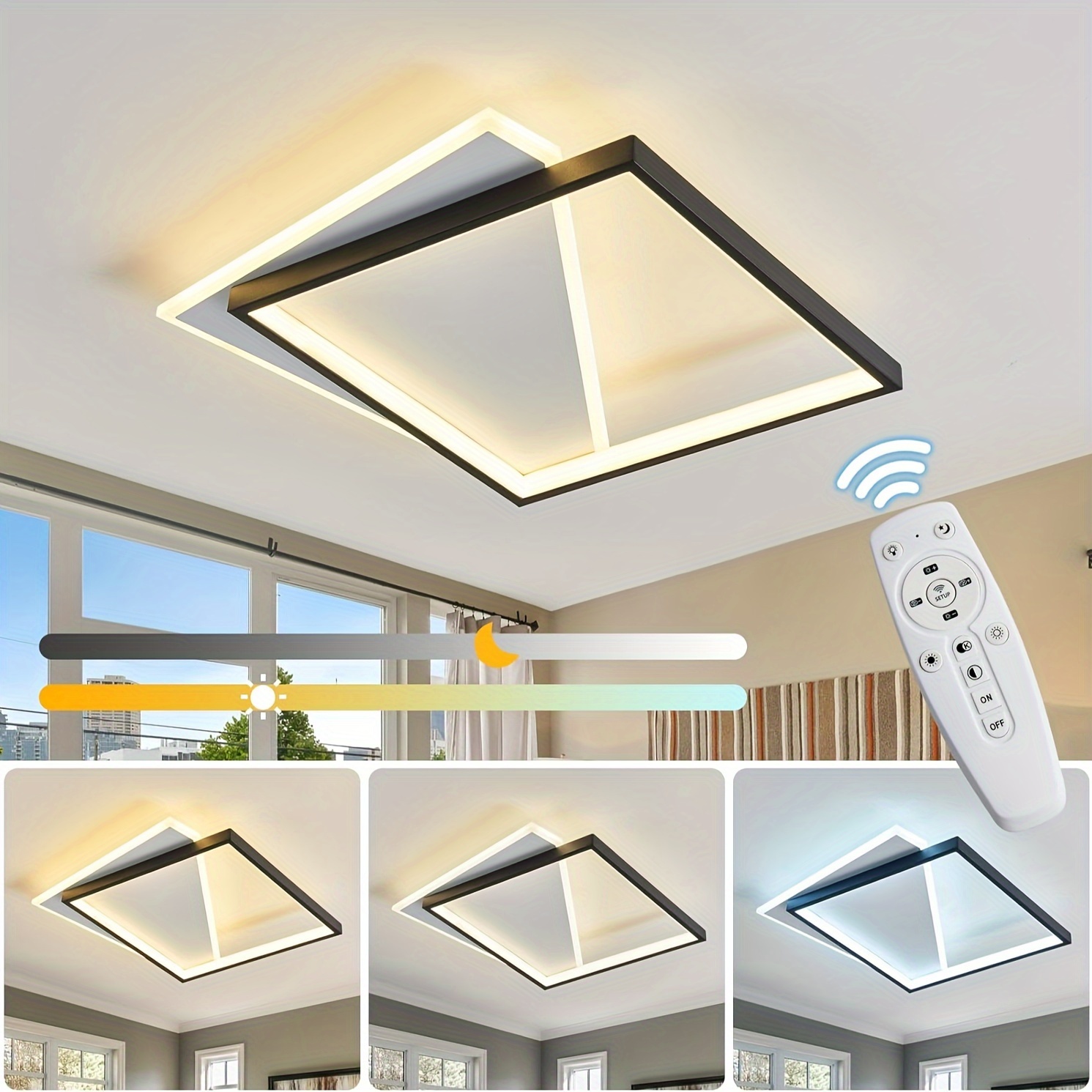 Lámpara de techo LED estrellada, lámpara de techo de 24 W, luz cálida 3000  K, lámpara LED redonda moderna para cocina, dormitorio infantil