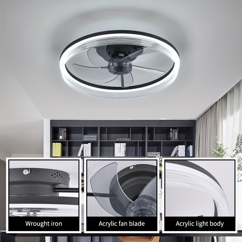 Ventilador de techo con iluminación, moderna lámpara de techo LED regulable  con ventilador y control remoto, luz con ventilador con brillo de