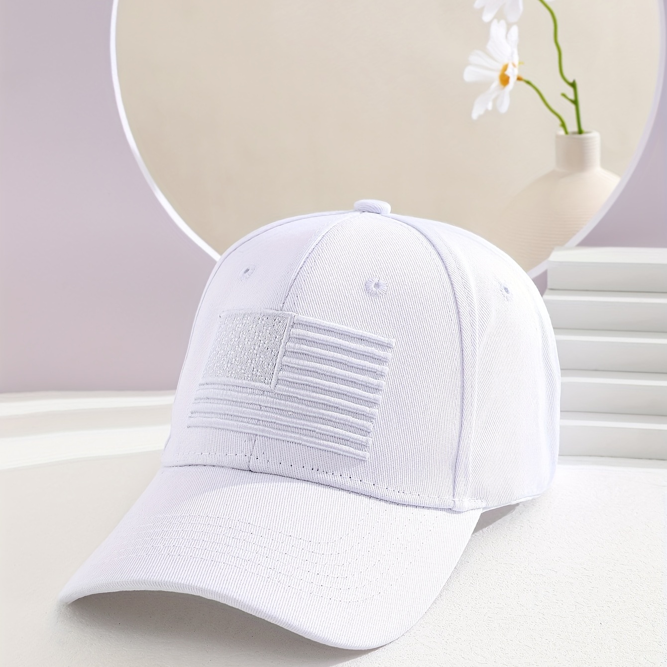 

White Simple Baseball Cap Unisex Usa American Flag Embroidered Sports Hat Adjustable Dad Hats For Women Men