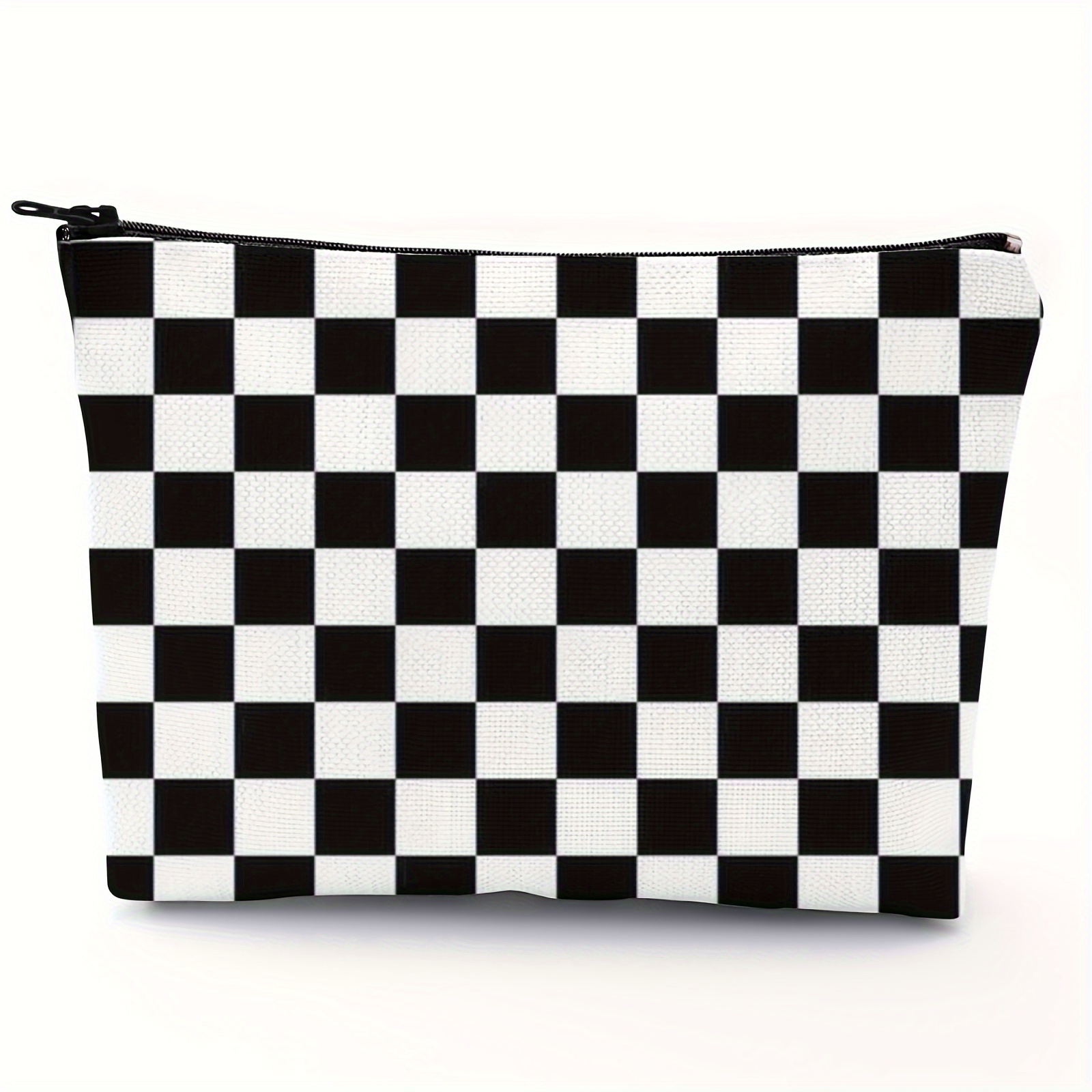 

Checkered Makeup Bag Zipper Pouch, Polyester Cosmetic Travel Bag, Toiletry Case Multi Functional Pouch Gifts For Friends