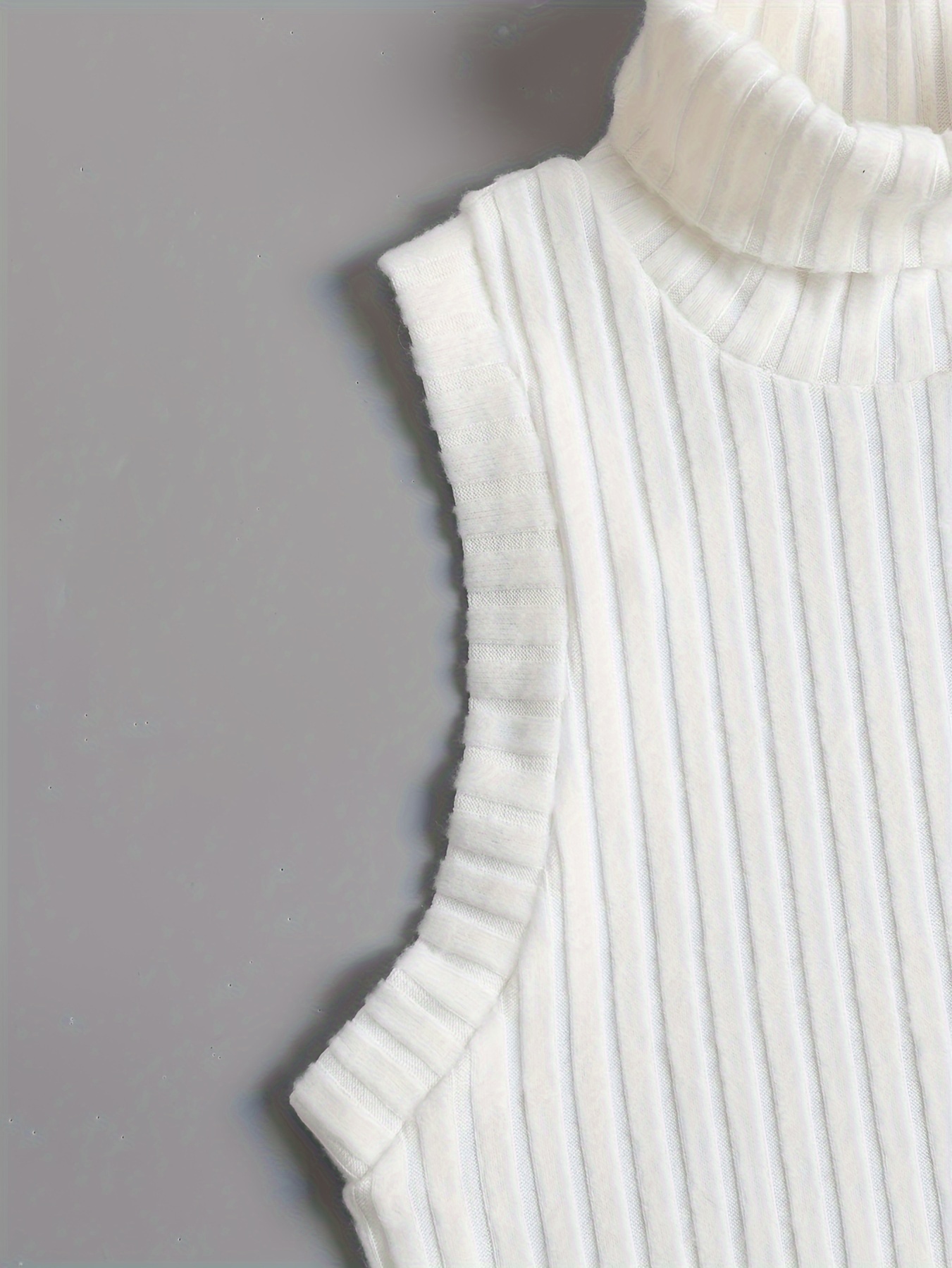 High collar ribbed knit sweater - Women