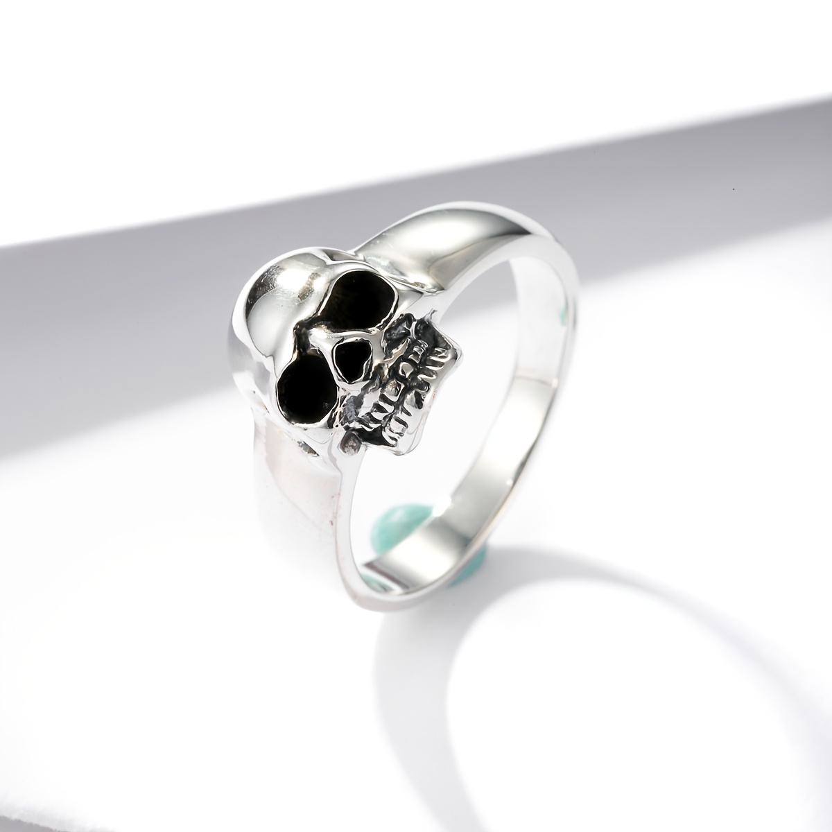 925 Sterling Silvery Vintage Skull Head Ring for Men