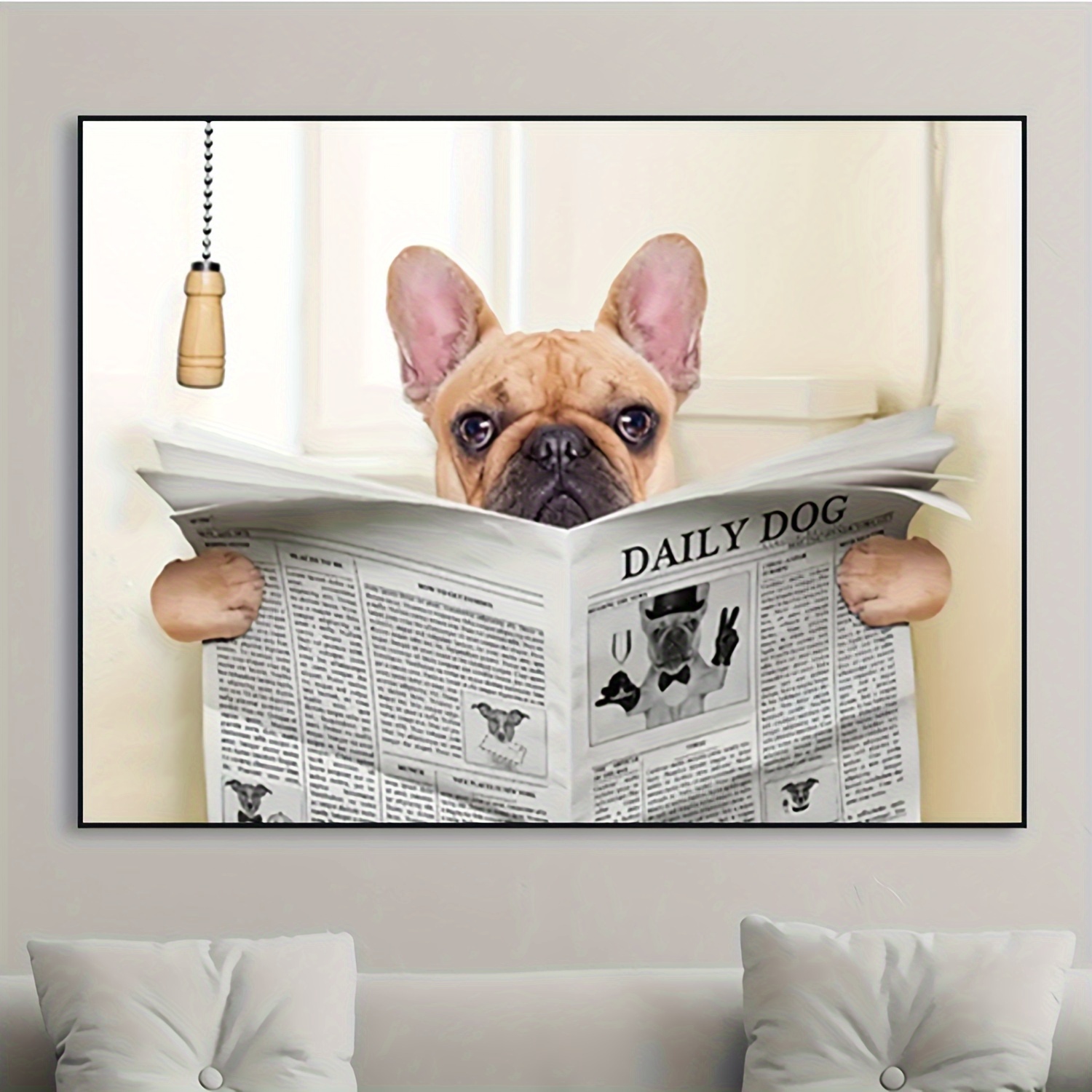 Dog Reading Newspaper Wall Art Funny Dog Print Lover Gifts Quirky Dog Wall  Hanging Picture Canvas Painting Toilet Home Decor - AliExpress