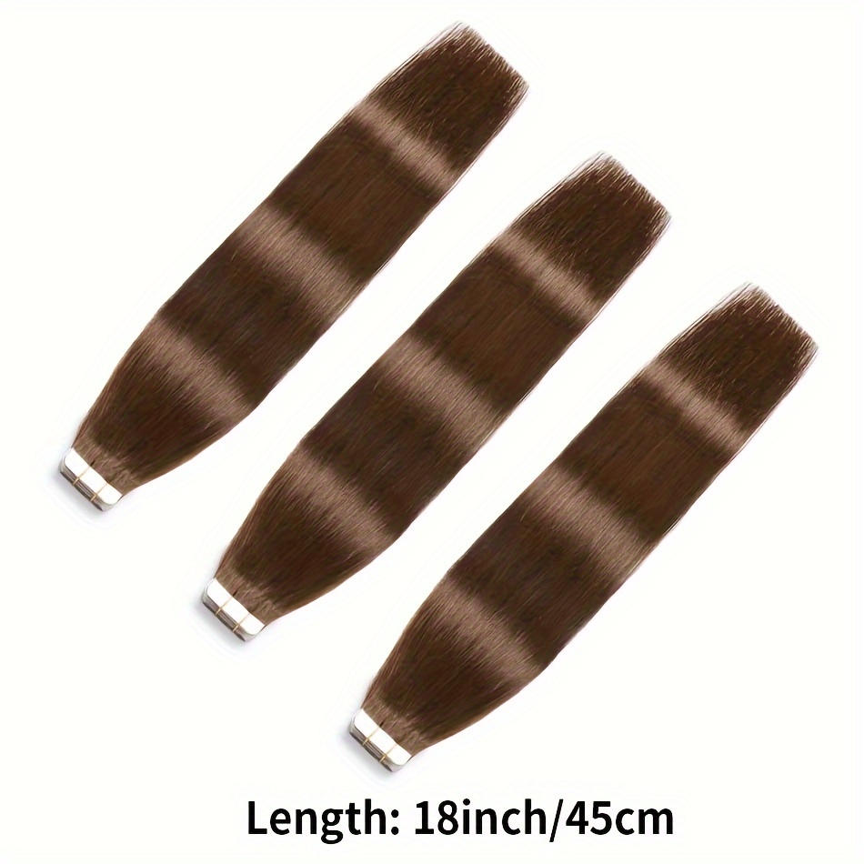 Tape In Hair Extensions Chocolate Brown Remy Human Hair Temu New Zealand