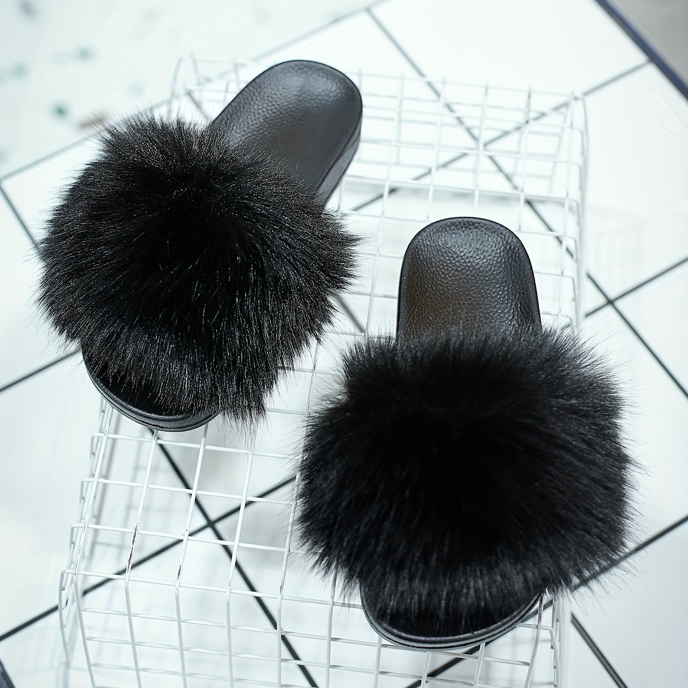 Fluffy deals sliders shoes