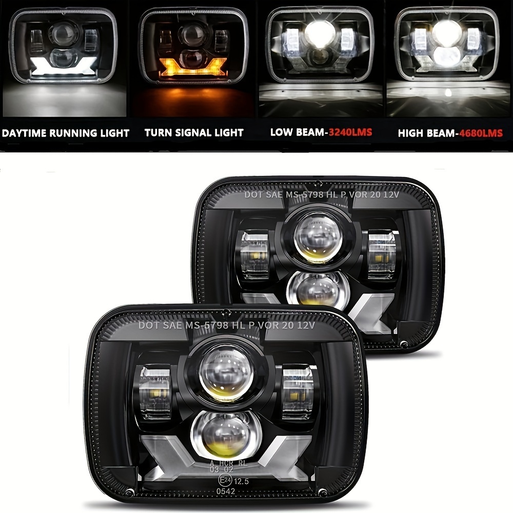 4x6-Zoll-LED-Scheinwerfer, DOT-zugelassen, 4PCS High Low Beam