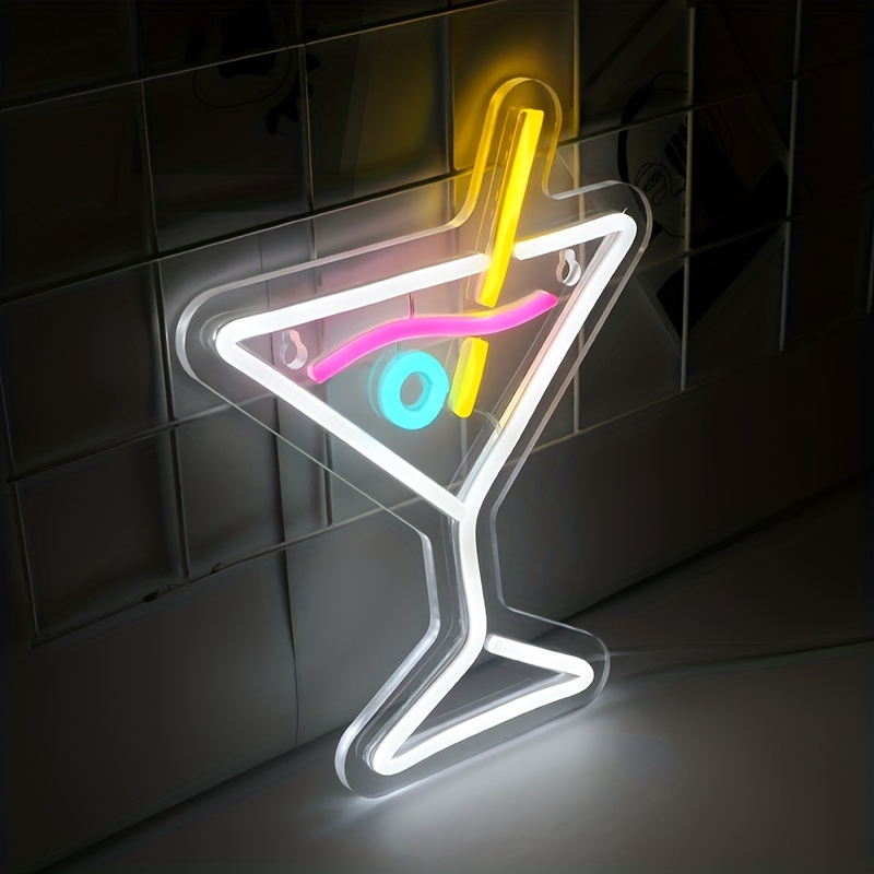 Cocktails Cup LED Neon Sign Art Wall Lights for Bar Club Bedroom Windows Glass Hotel Pub Cafe Wedding Birthday Party Gifts