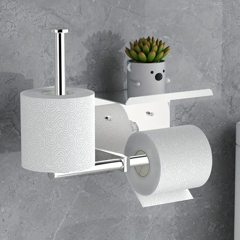 1pc Porte-papier Toilette Avec Étagère, Support De Rangement Pour Papier  Hygiénique De Salle De Bain