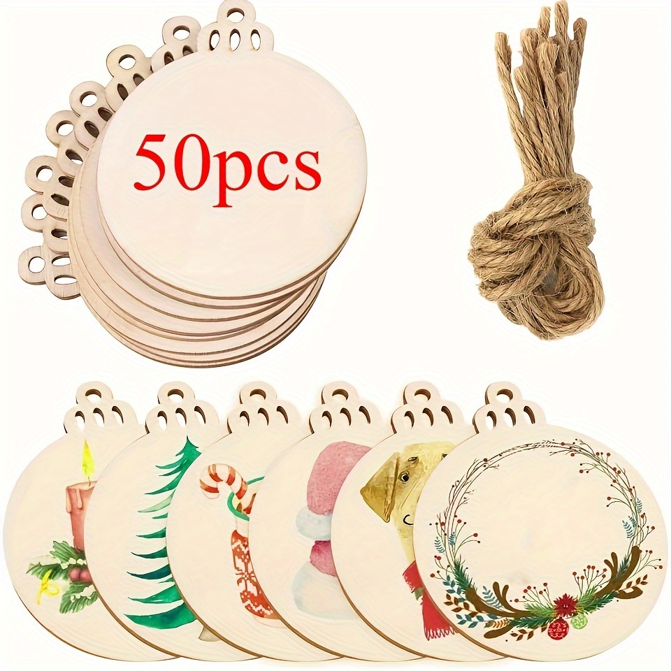 Diy Wooden Christmas Ornaments Predrilled Wood Circles For Crafts Round  Centerpieces Discs Holiday Hanging Decorations - Temu