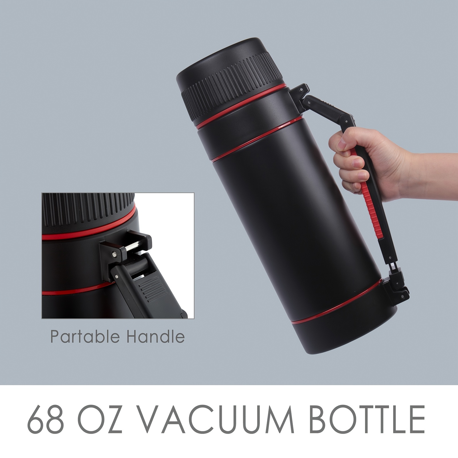 1200-4000ml Large Thermos Bottle Vacuum Flasks Stainless Steel Insulated  Water Thermal Cup With Strap 48 Hours Insalation