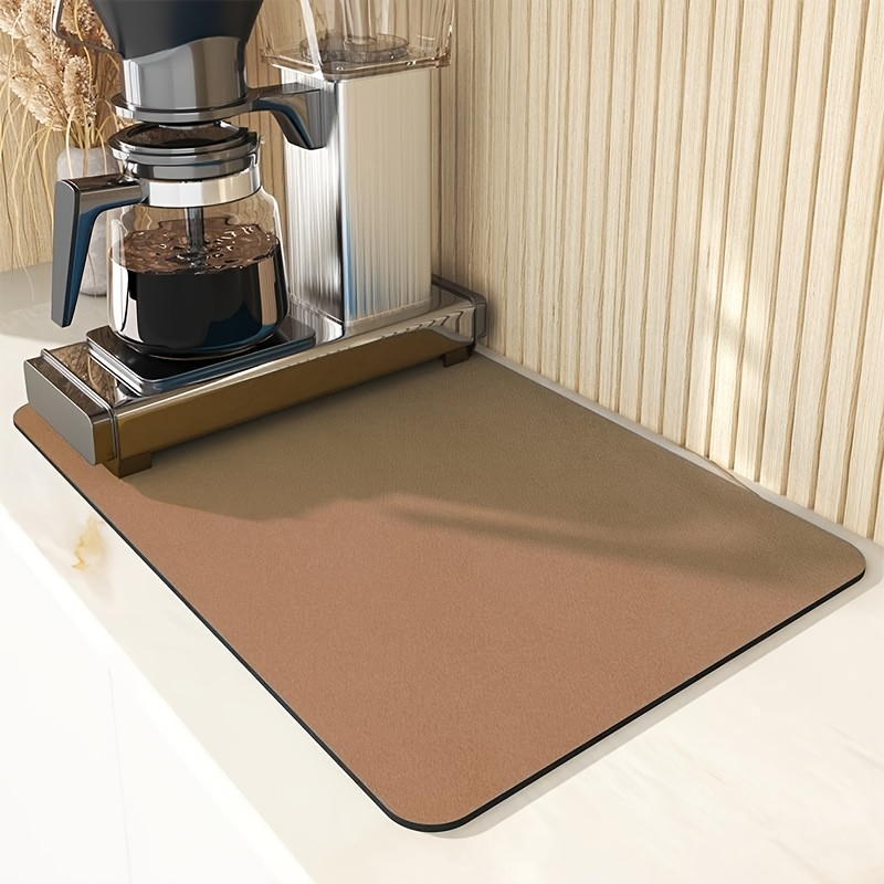 Tapete para cafetera para encimeras: tapete absorbente para barra de café  para cocina, con respaldo de goma, 12 x 17 pulgadas, accesorios de barra de