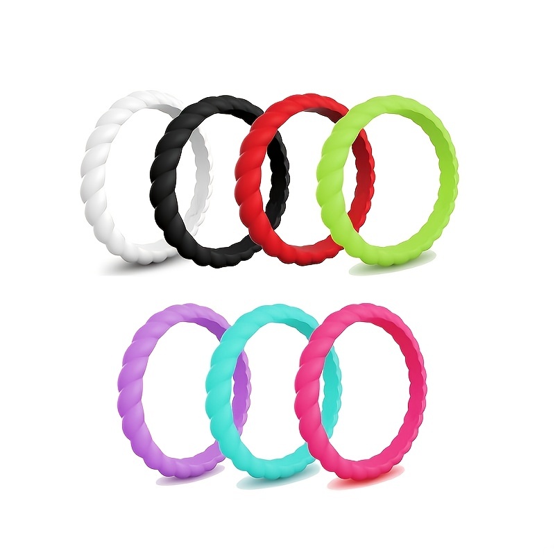 7pc Silicon Sporty Stacking Rings for Daily Outfits
