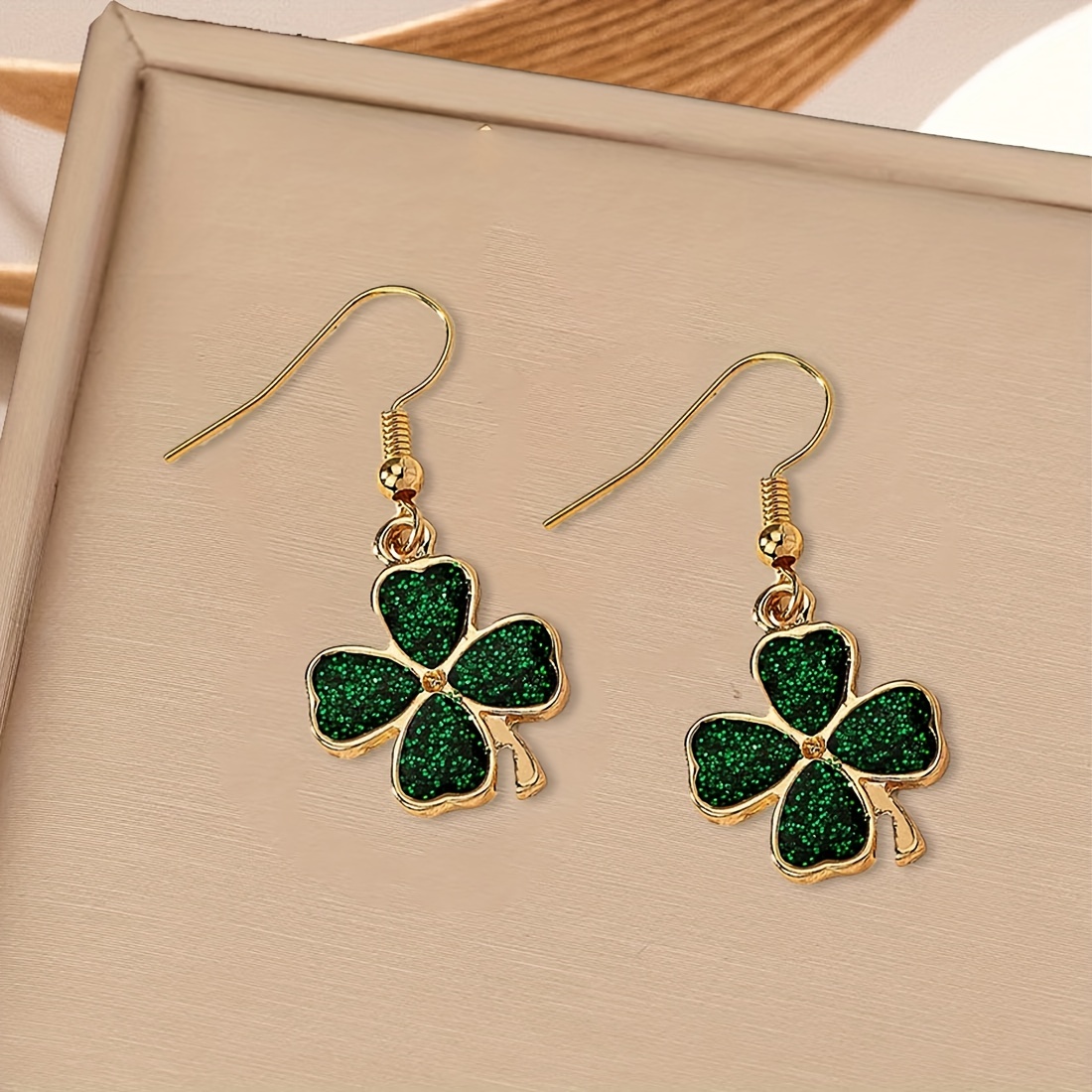 Women's Dangle Earrings Four Leaf Clover 14K Plated Zinc Alloy