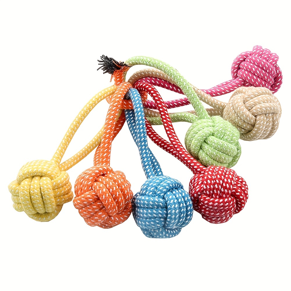 

1pc Random Color Interactive Cotton Rope Puppy Tug Toys Ball For Dogs Accessories Toothbrush Chew Durable Supply