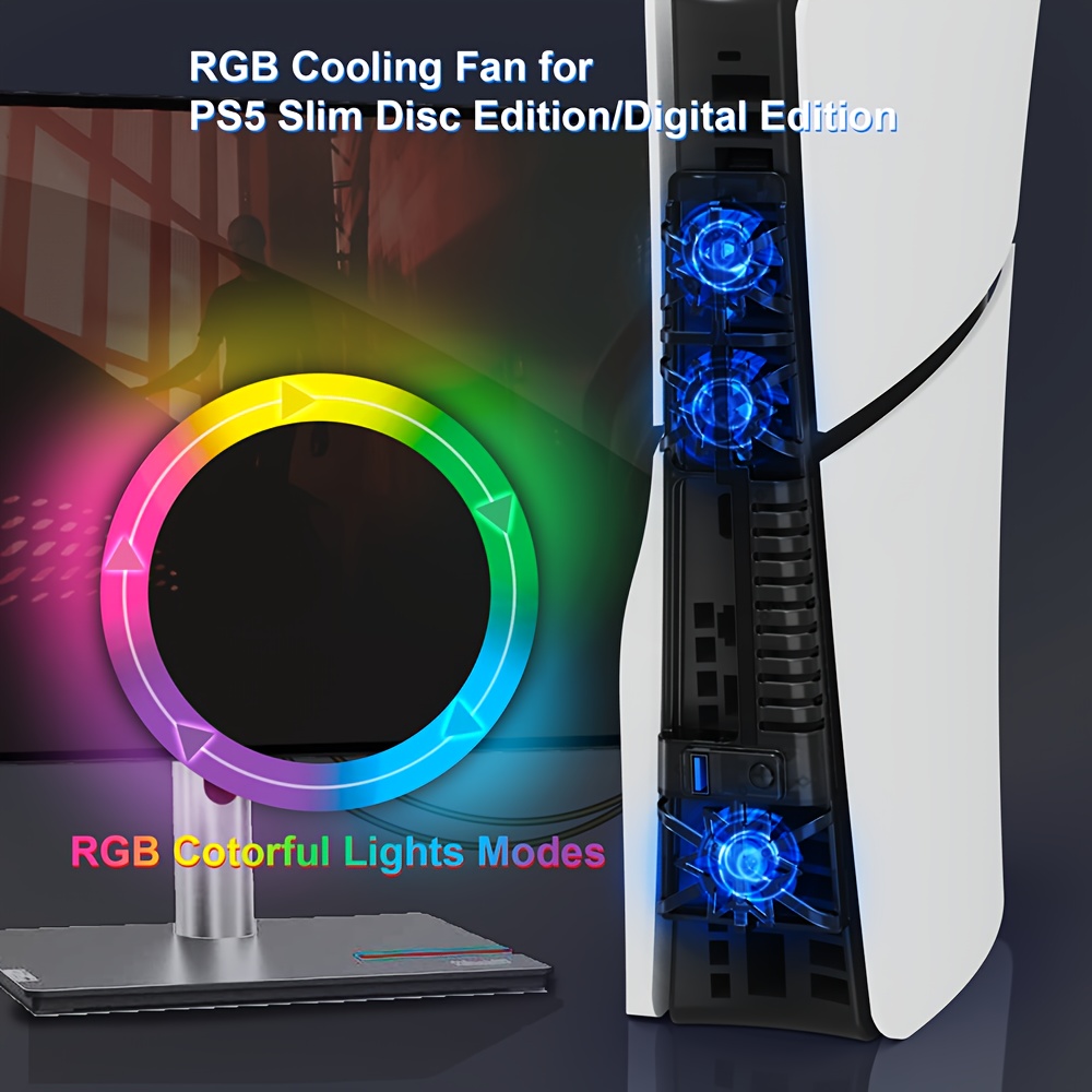 Cooling Fan Suitable For Ps5 Slim Console Optical Drive Version/digital  Version - With Rgb Multicolored Lighting, Efficient Cooling System, Built-in  3 Illuminated Turbocharged Silent Fans, Cooling Fan Auxiliary Radiator -  Temu, ps5