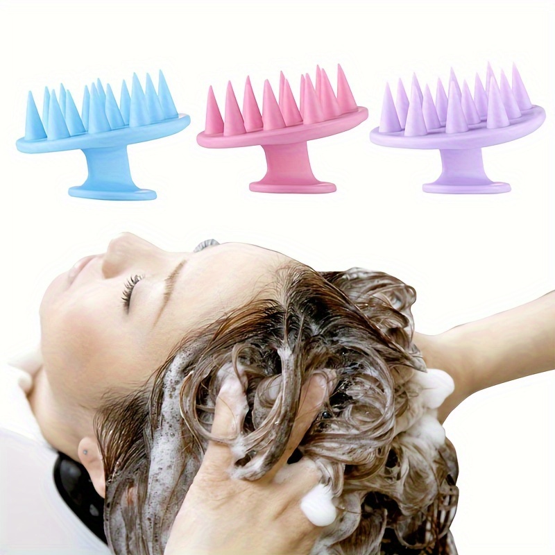 Silicone Head Massager Soft Shampoo And Hair Care Brush - Temu