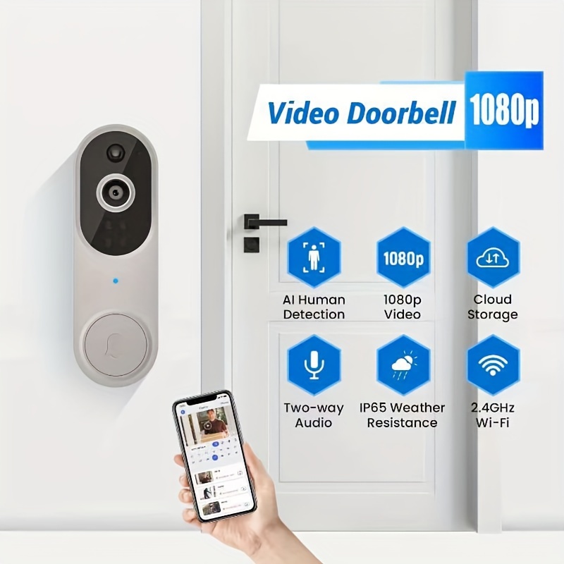 Smart Wireless Doorbell Camera Rechargeable Batteries 2 way - Temu
