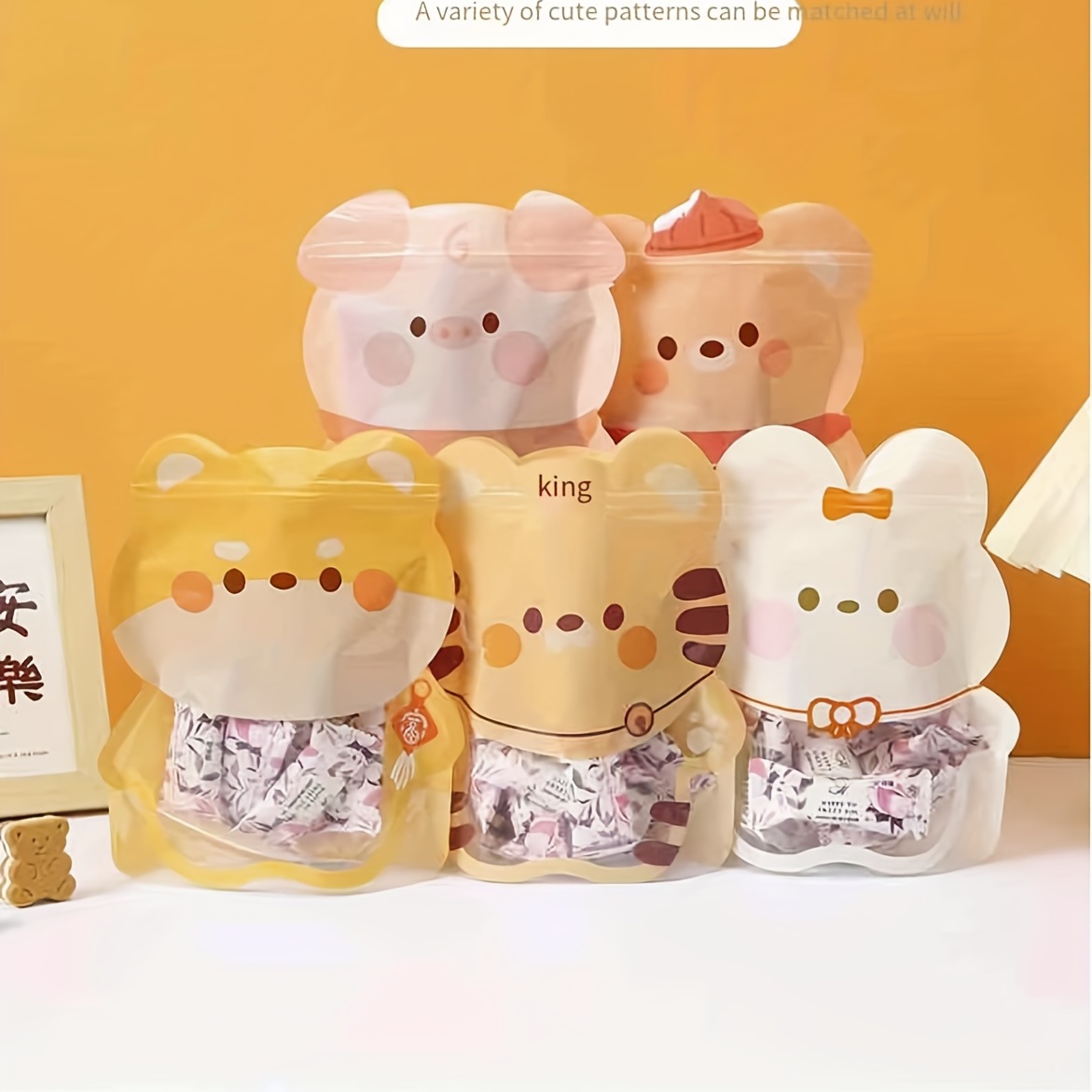Cute Animal Shape Food Storage Bag Translucent Pearlescent - Temu