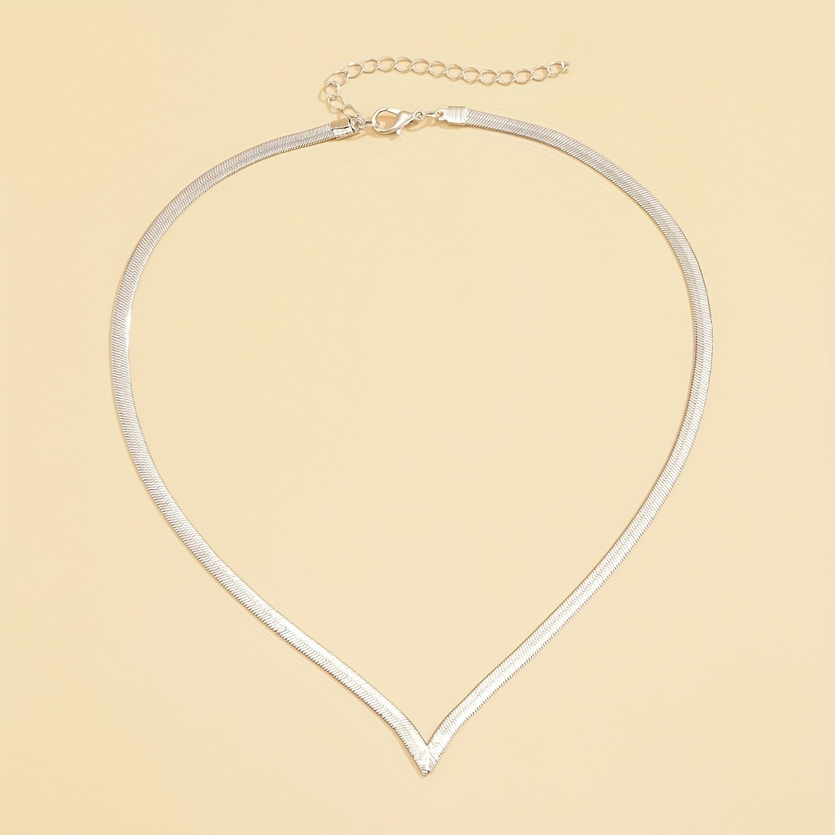 Fashion Simple V-Shaped Flat Snake Chain Necklace