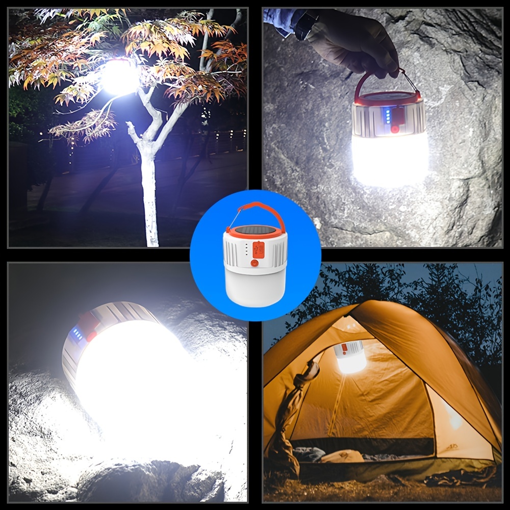 Solar Powered Shed Led Light Bulb, 2 Pack Portable Usb Charge Lantern Lamp  With Solar Panel, 110 Lumens Camping Light For Indoor Outdoor Kitchen Garde