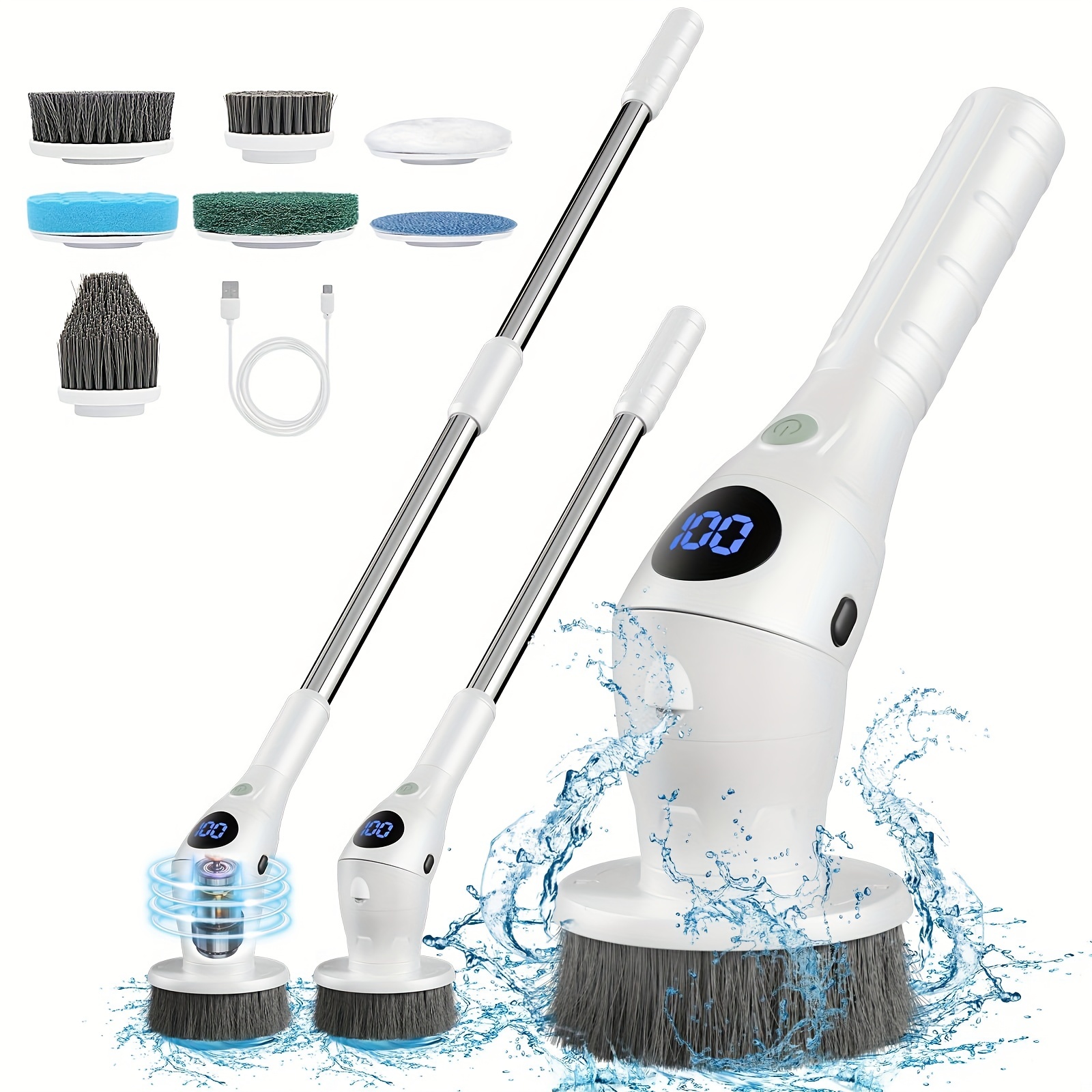 1set, Multifunctional Electric Cleaning Brush Tool Set, 3 Electric Cleaning  Brushes With Brush Heads, Rechargeable Waterproof Electric Brush, Shower B
