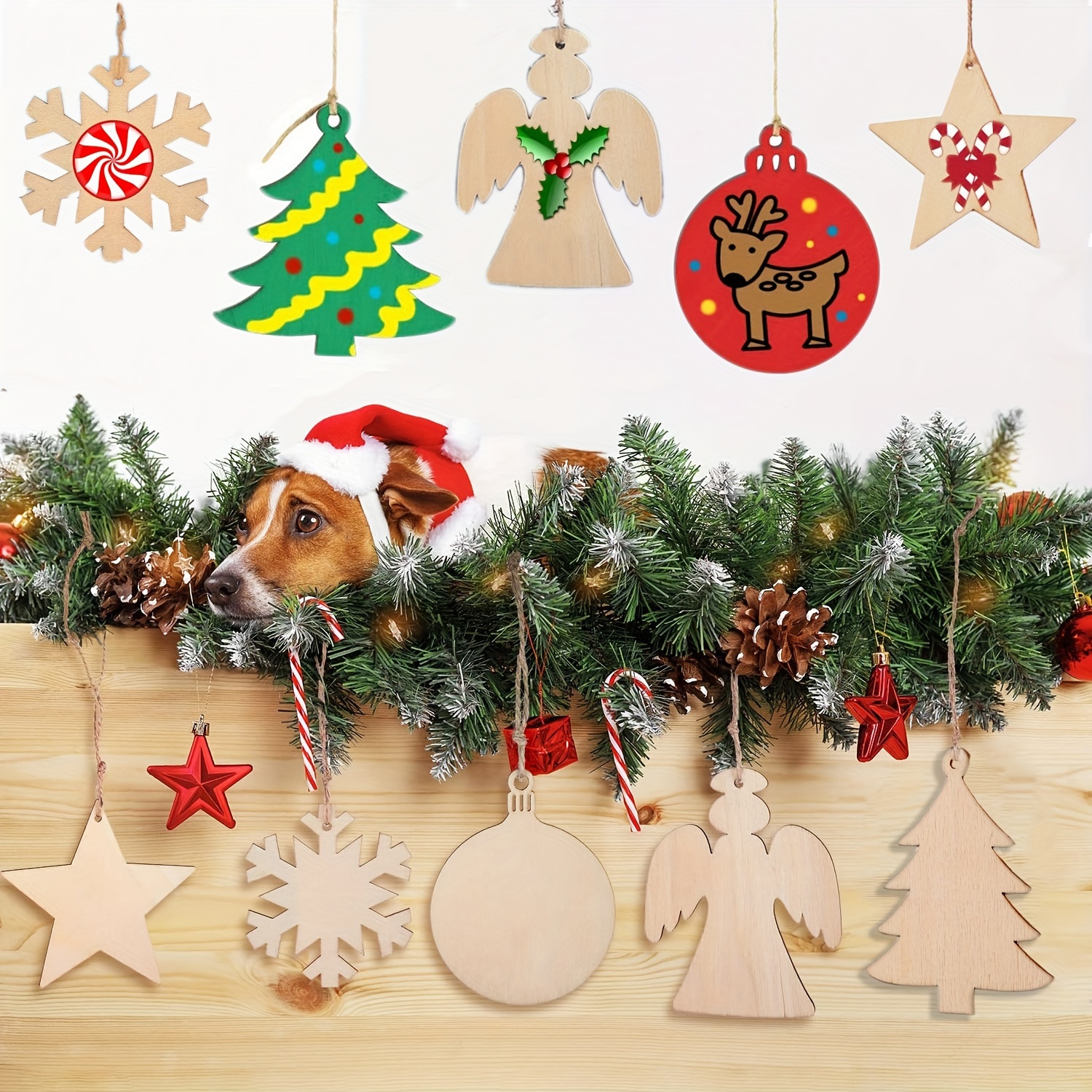 Diy Wooden Christmas Ornaments To Paint Holiday Hanging - Temu