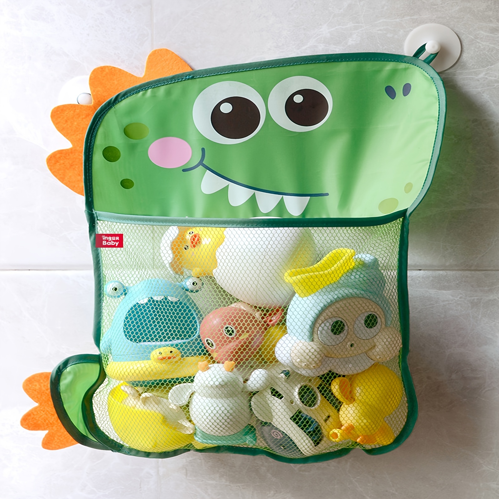 Baby Bath Toys: Cute Cartoon Dinosaur Mesh Net Toy Storage Bag