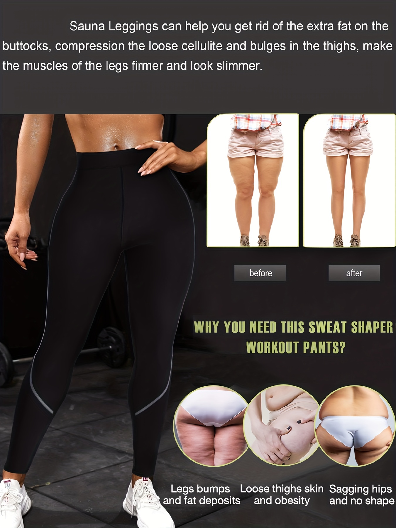 Women Anti Cellulite Compression Leggings Shaper High Waist Thigh Tummy  Control