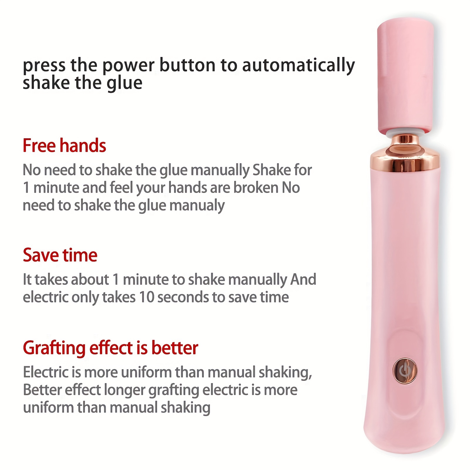 Electric Eyelash Glue Shaker for Eyelash Extensions, Electric Nail Lacquer  Shaker with 2 Connectors and 8 Sizes of Caliber Liquid Evenly Mixer Eyelash